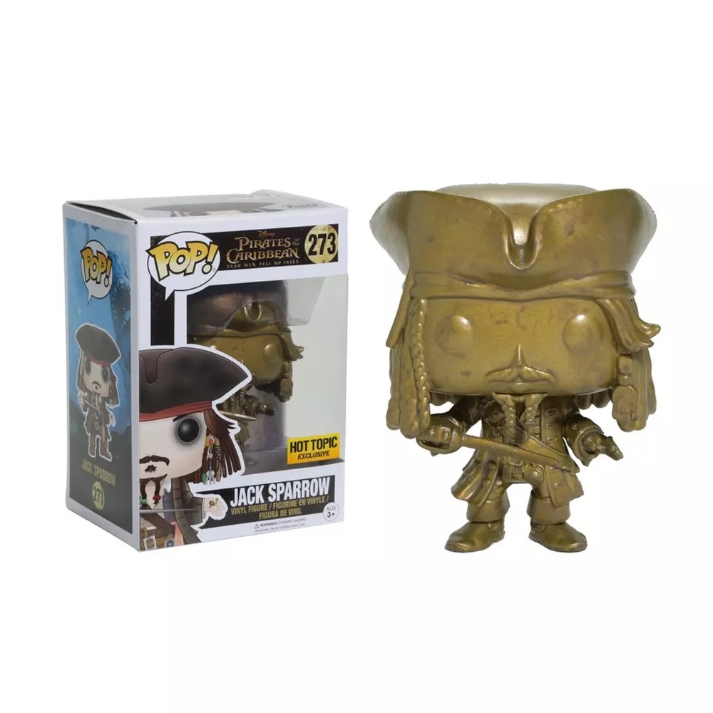 🏴‍☠️⚜️ NIB Funko POP Gold Jack Sparrow Figure 273